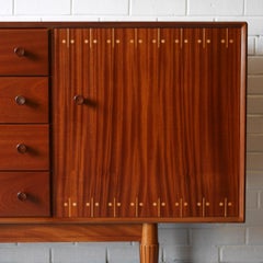 Unique 1950s British Cabinet-Maker Solid Mahogany and Sycamore Sideboard