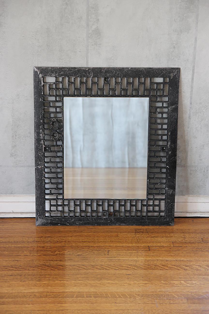 Unique 1950s Cast Iron Stove Mirror In Good Condition For Sale In Los Angeles, CA