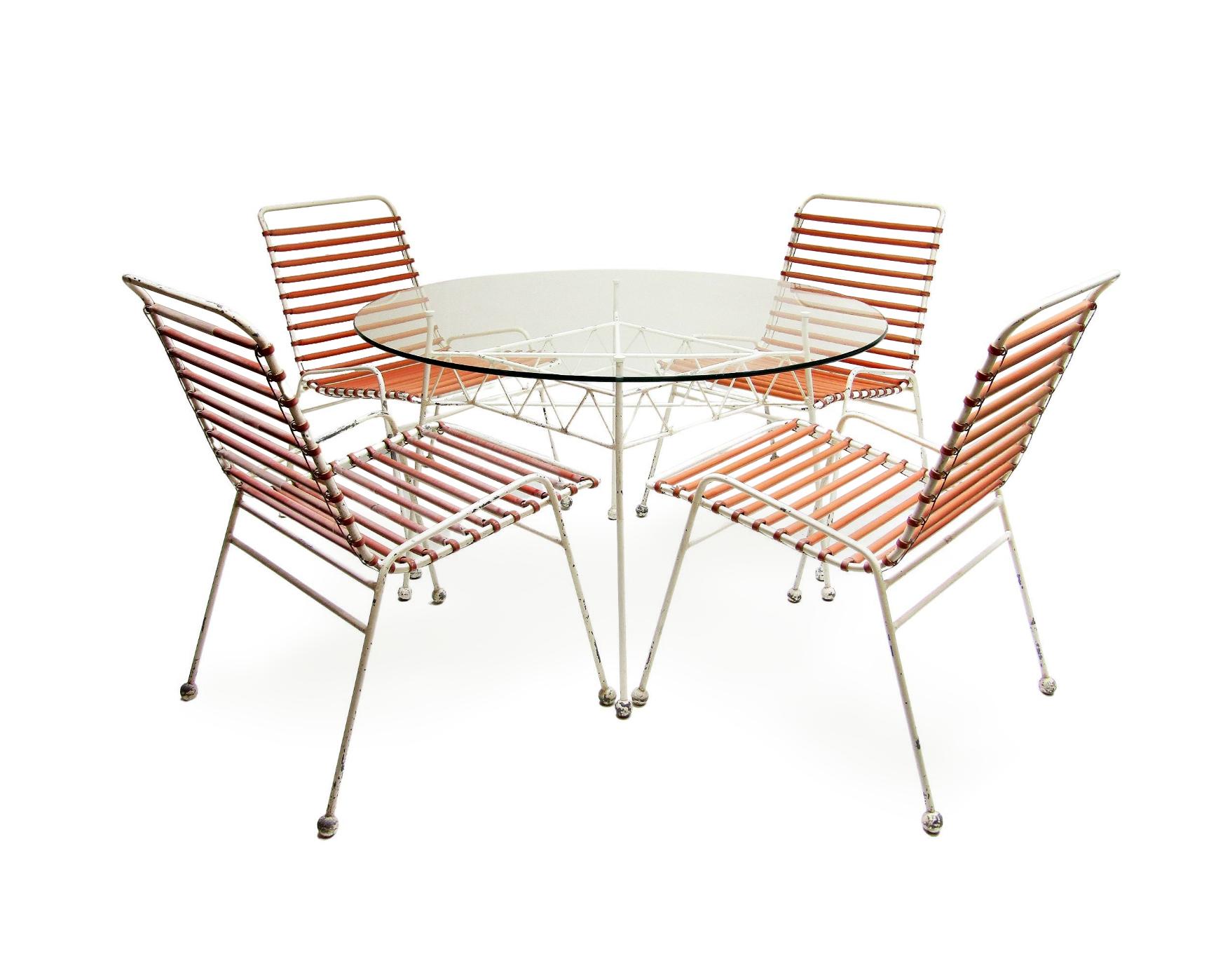 A unique 1950s table with four accompanying 