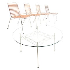 Table et chaises de jardin Springbok uniques des années 1950 par Ernest Race