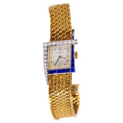  1960s 18Kt Vacheron Constantin Asymmetrical Sapphire Diamond Wristwatch