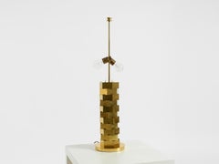Unique 1960s brass table lamp by Vereinigte Werkstätten with an illuminate base