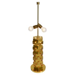 Unique 1960s brass table lamp by Vereinigte Werkstätten with an illuminate base