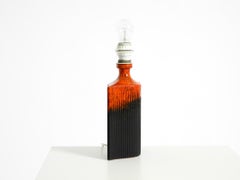 Unique 1960s ceramic table lamp in red and black by Kaiser Leuchten