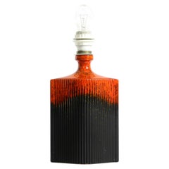 Unique 1960s ceramic table lamp in red and black by Kaiser Leuchten