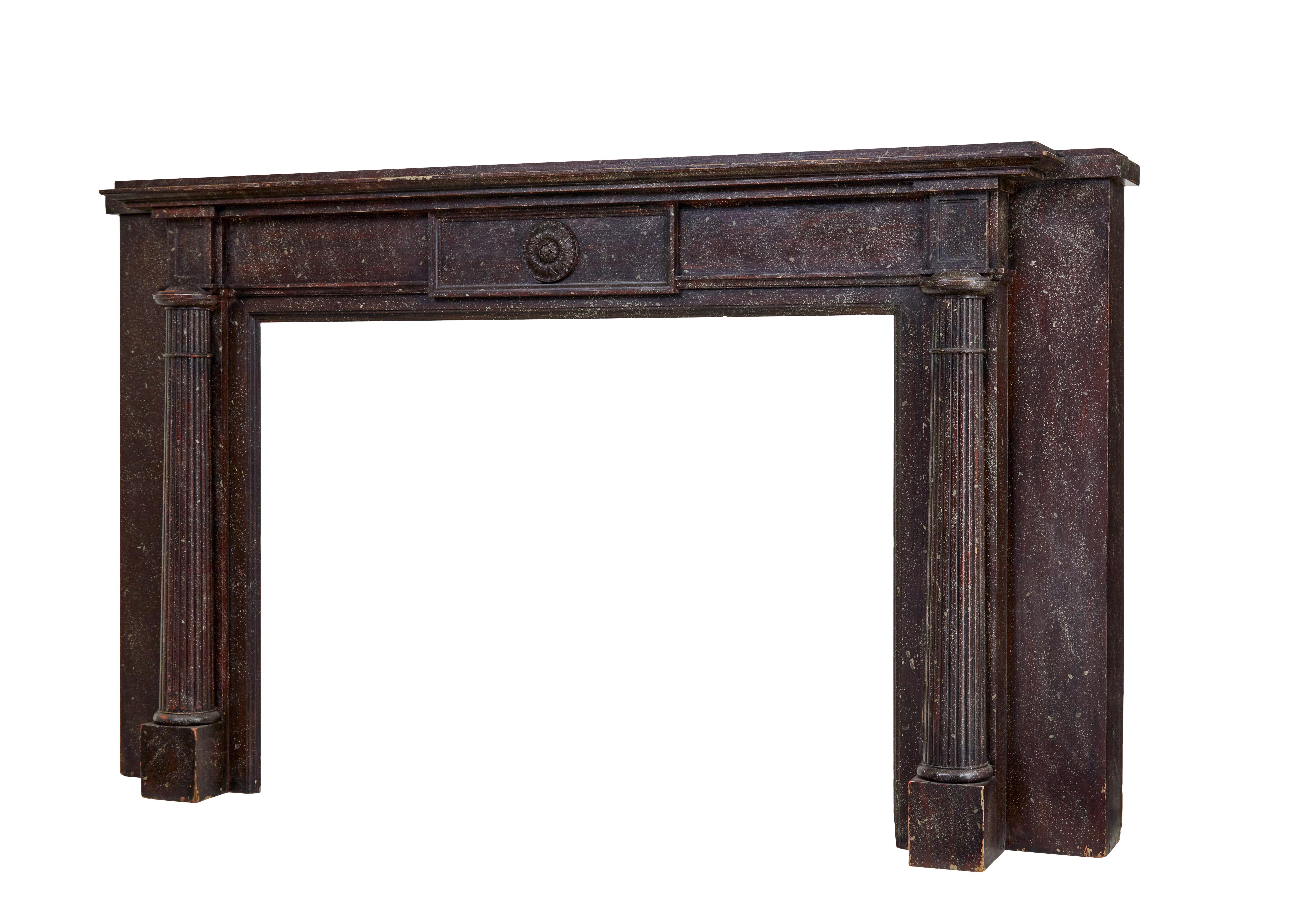 Unique 1960s faux porphyry marble impressive adams style mantlepiece circa 1960.

Porphyry effect marble fireplace in the adams taste circa 1960. Large and imposing fireplace which is unique. Originally made from reused timber now with additional