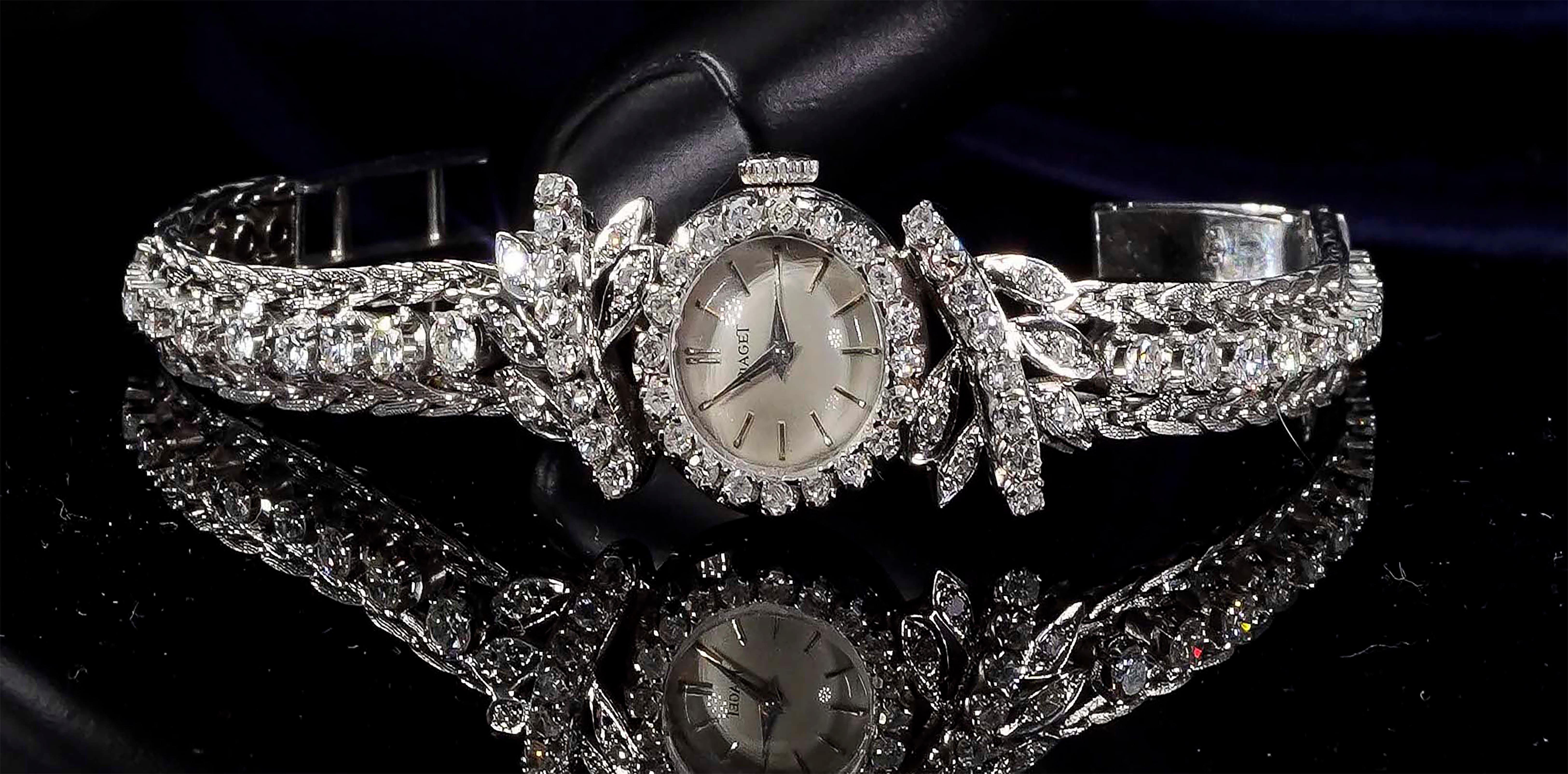 1960s Piaget 18 Karat Gold Diamond Tree and Leaf Motif Bracelet Watch 6