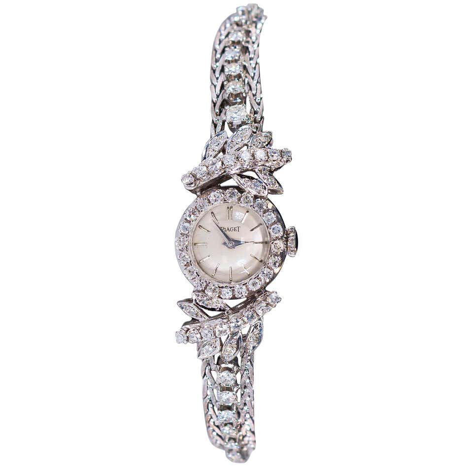 1960s Piaget 18 Karat Gold Diamond Tree and Leaf Motif Bracelet Watch ...