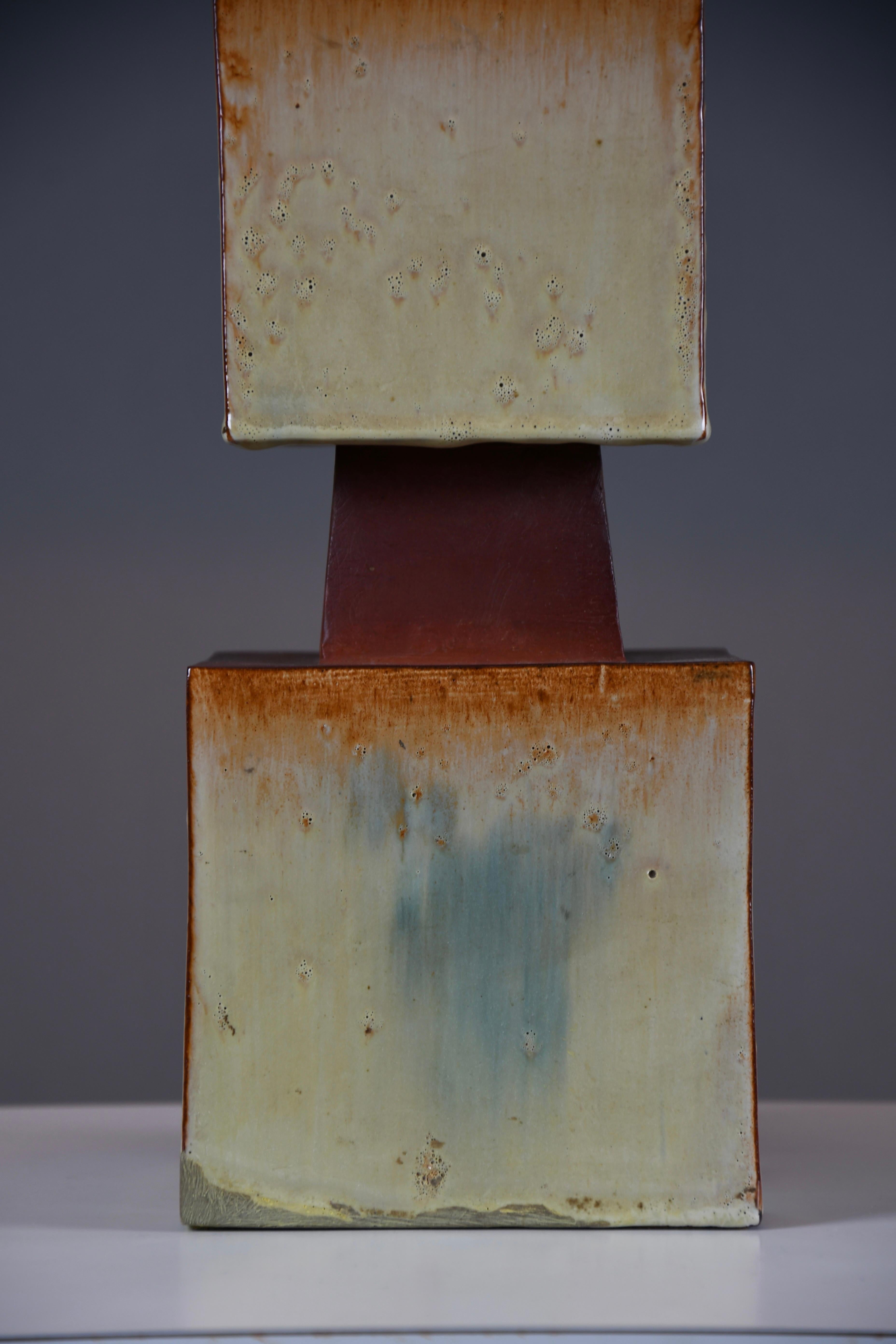 Lampada da tavolo scultorea in ceramica unica degli anni '60 con paralume personalizzato in vendita 1