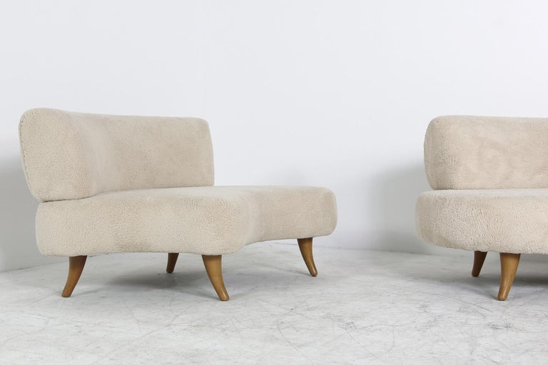 Unique 1970s Modular Curved Sofa with Teddy Bear Fur and ...