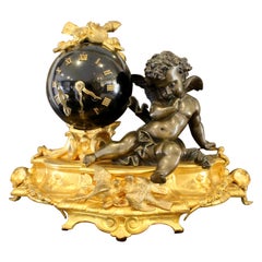 Unique 19th Century Empire-Style Figural Clock Depicting Cherub Recombinant