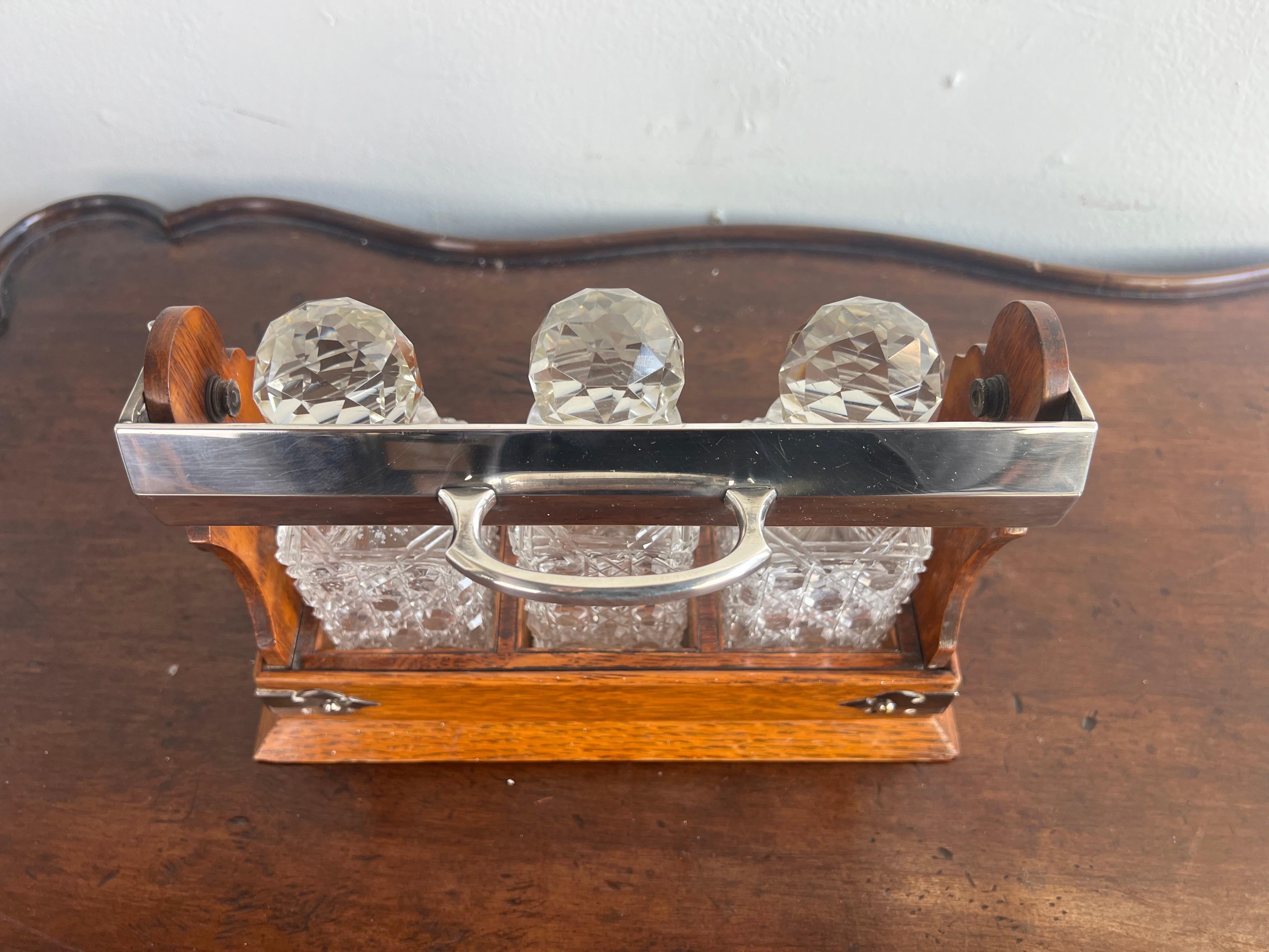 Unique 19th Century English Tantalus Set-Petite Size For Sale 6