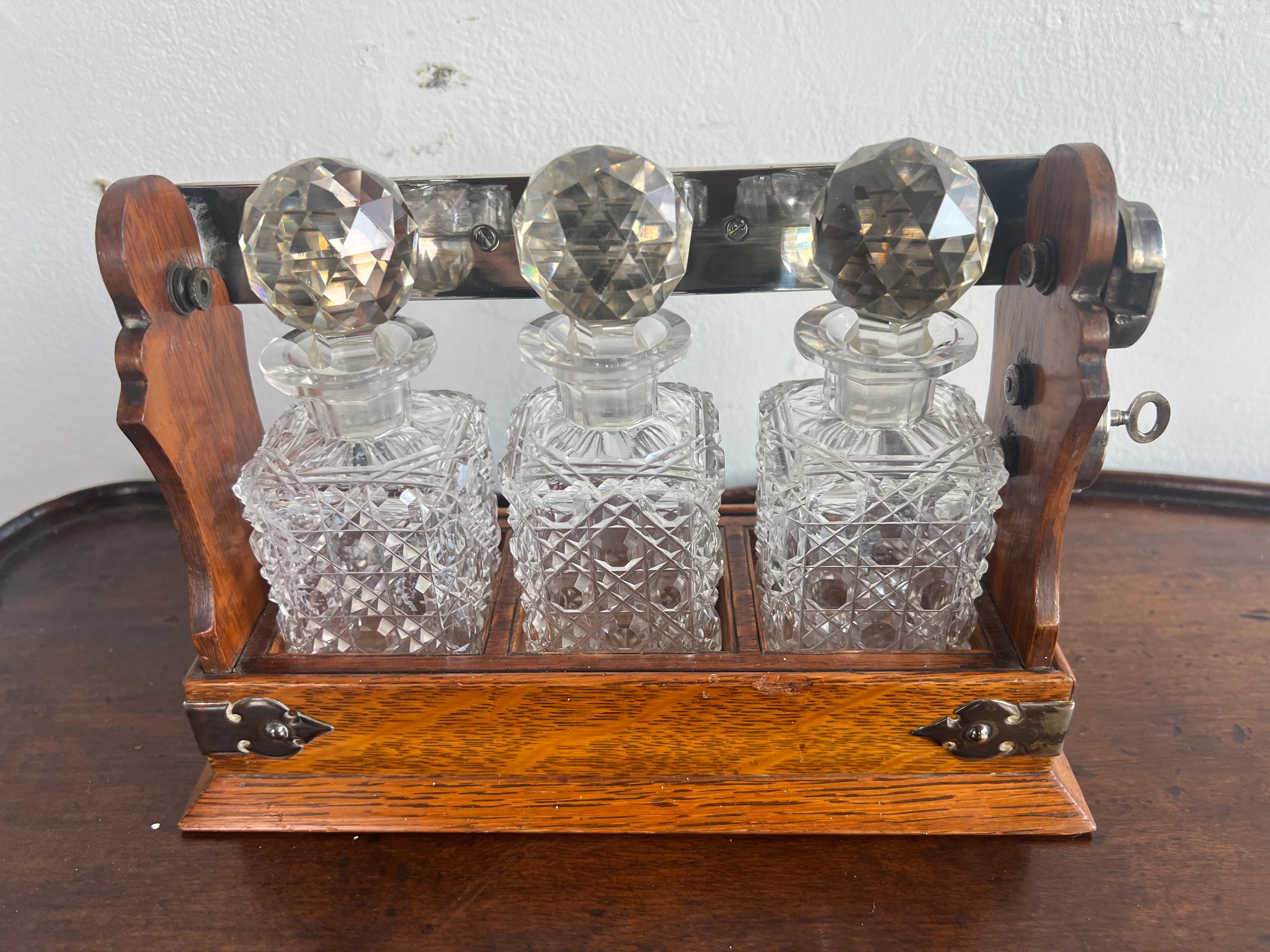 Metal Unique 19th Century English Tantalus Set-Petite Size For Sale
