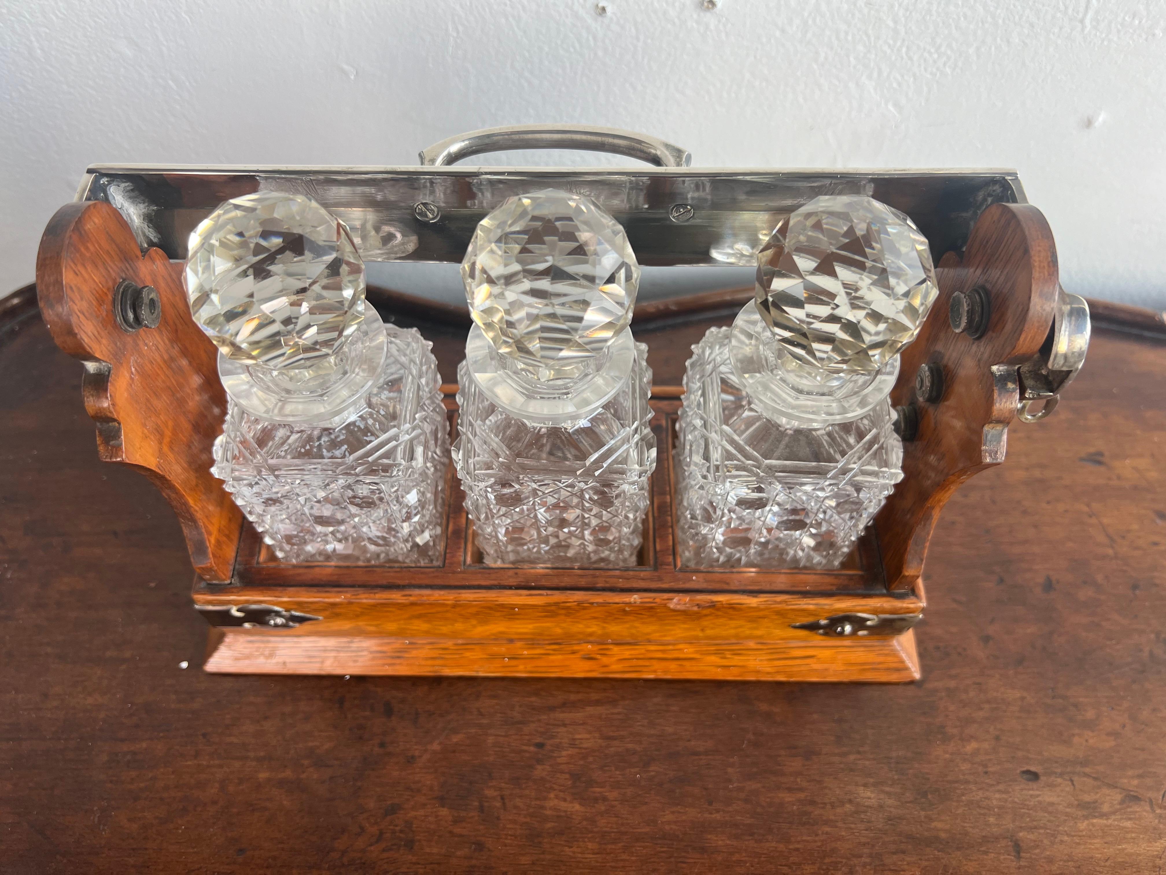 Unique 19th Century English Tantalus Set-Petite Size For Sale 1