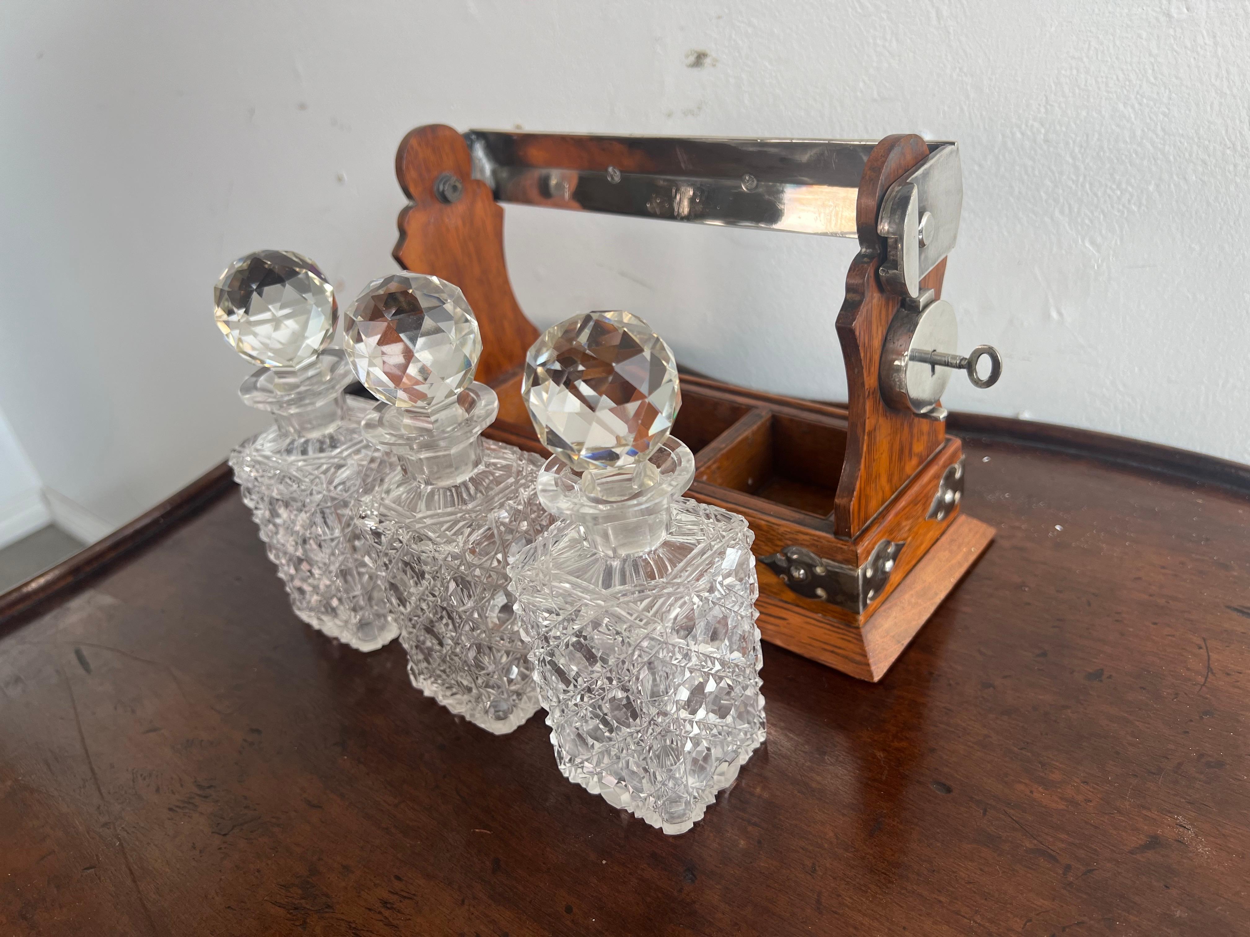 Unique 19th Century English Tantalus Set-Petite Size For Sale 3