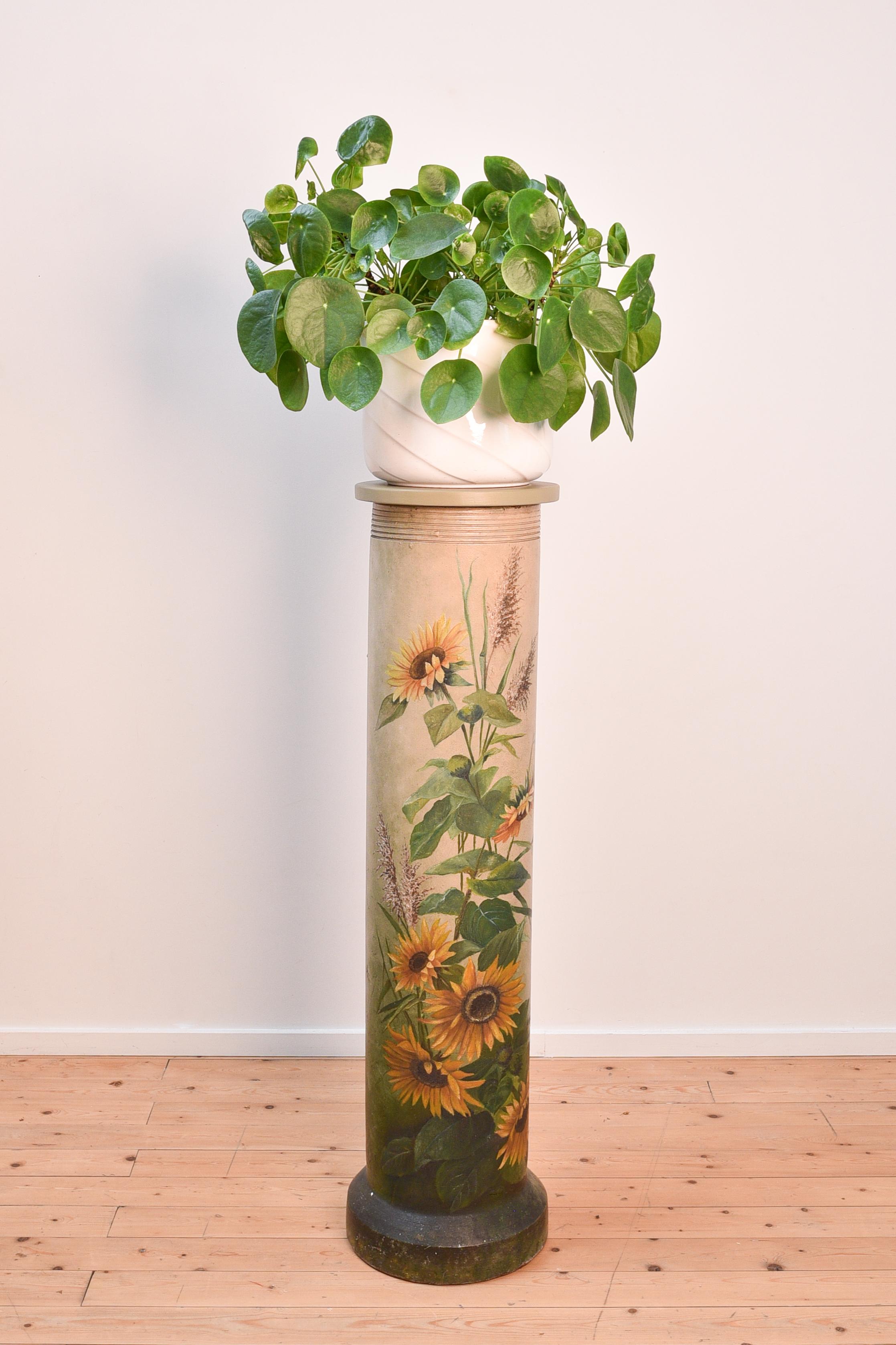 19th Century Unique 19th century hand-painted French terra cotta column For Sale