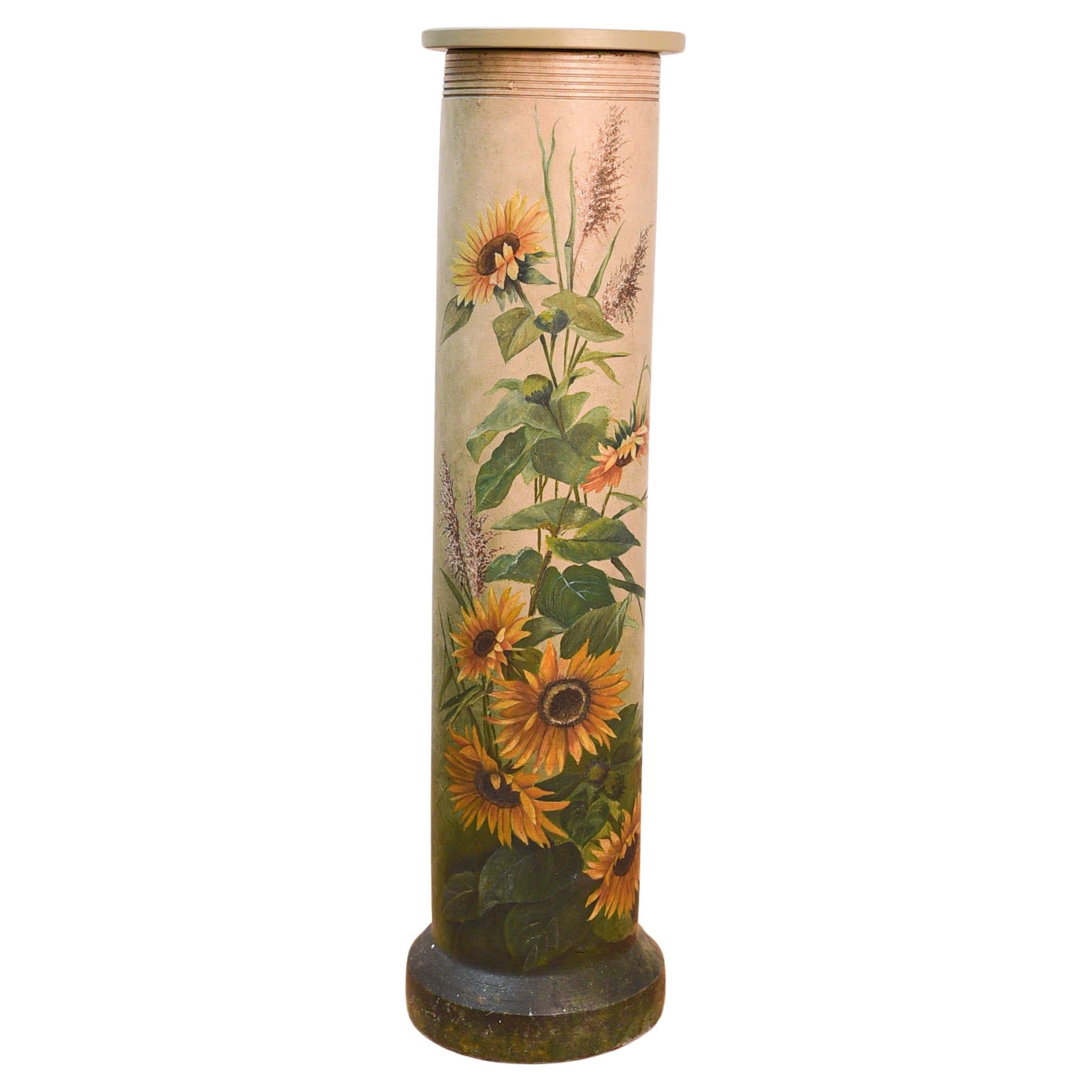 Unique 19th century hand-painted French terra cotta column For Sale