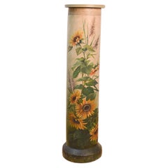 colonne française unique du 19ème siècle peinte à la main en terre cuite
