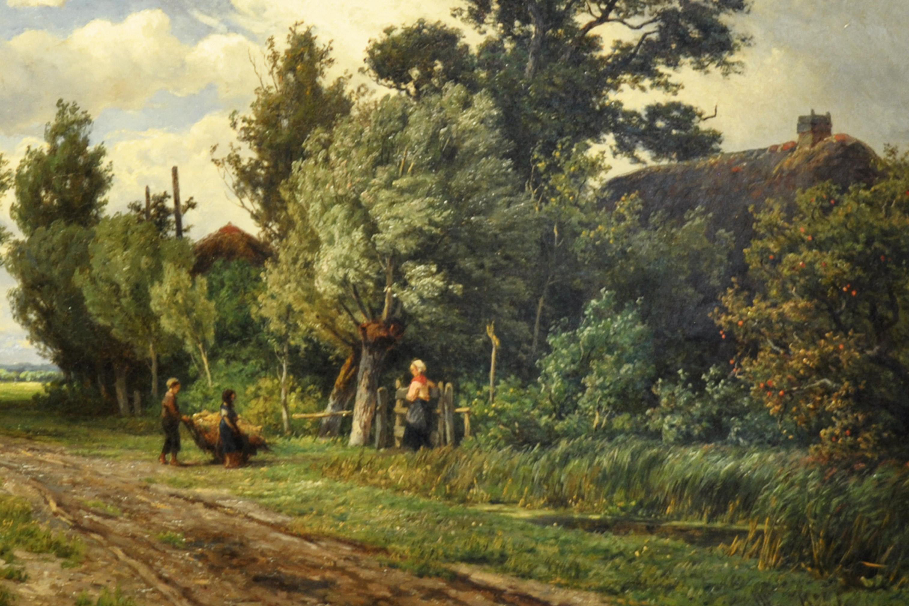 Hand-Painted  Unique 19th Century Oil Painting (45x68cm) by Dutch Painter W. Van Borselen For Sale