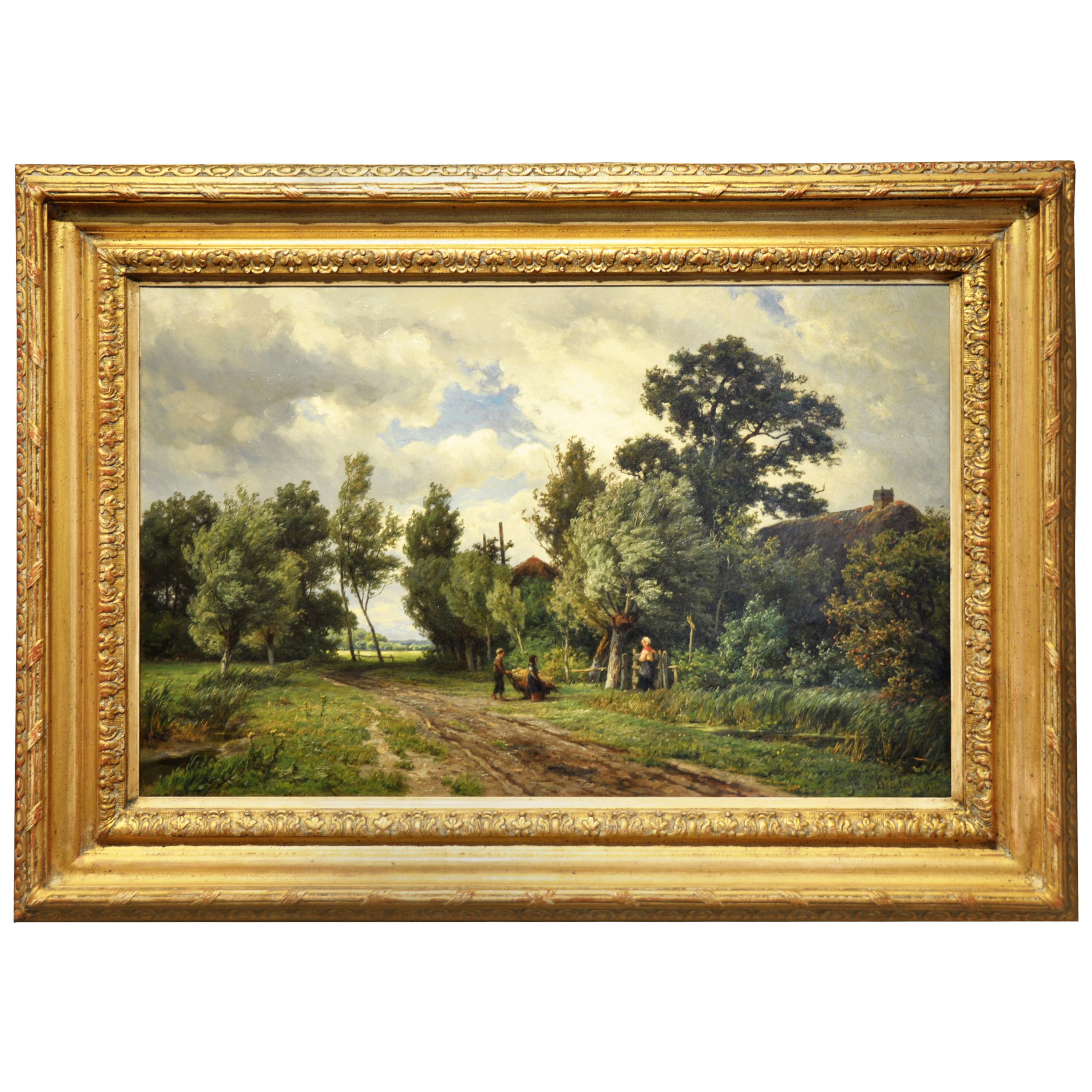  Unique 19th Century Oil Painting (45x68cm) by Dutch Painter W. Van Borselen For Sale