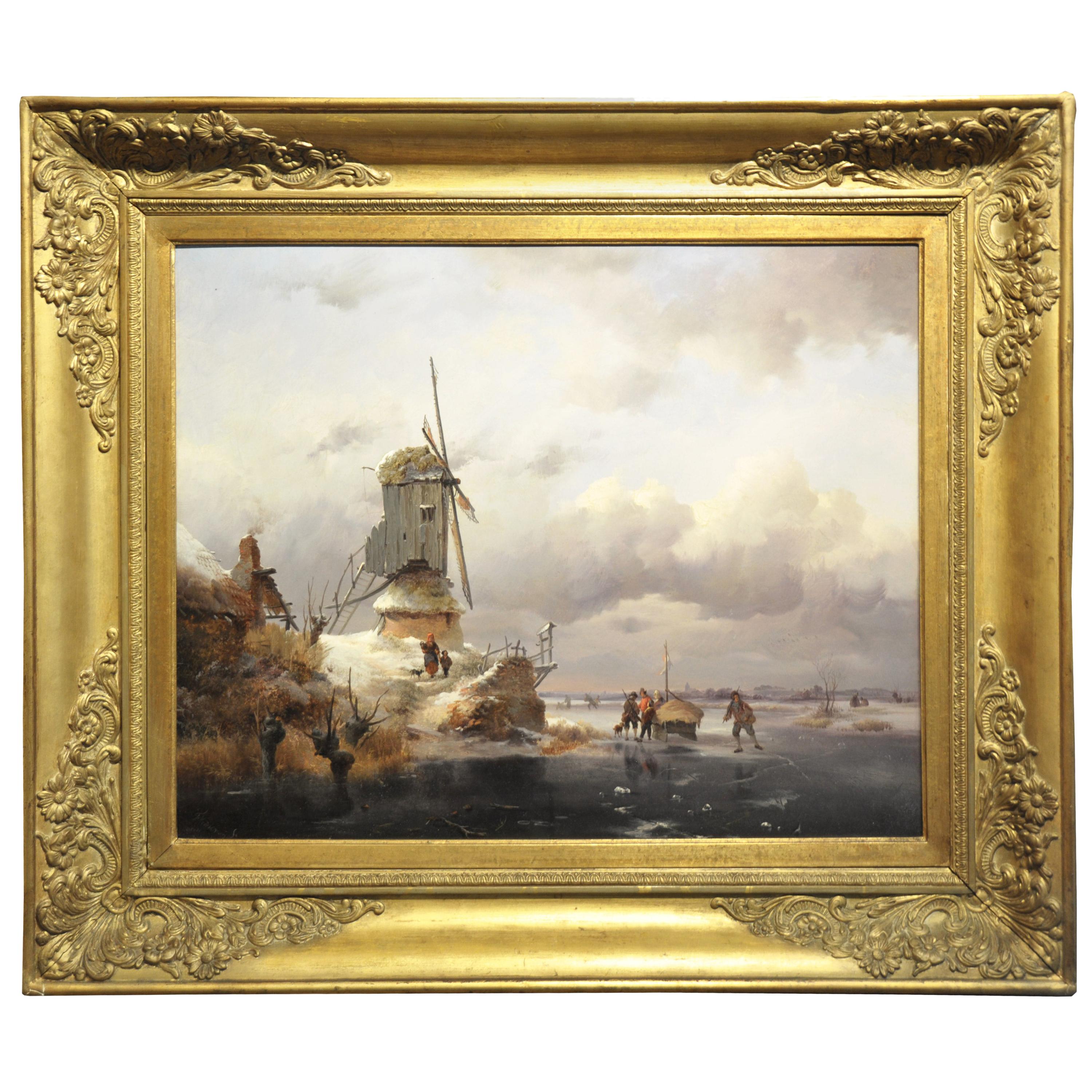 Unique 19th Century Oil Painting  (55.5 x 46 cm) by Dutch Painter F. M. Kruseman For Sale