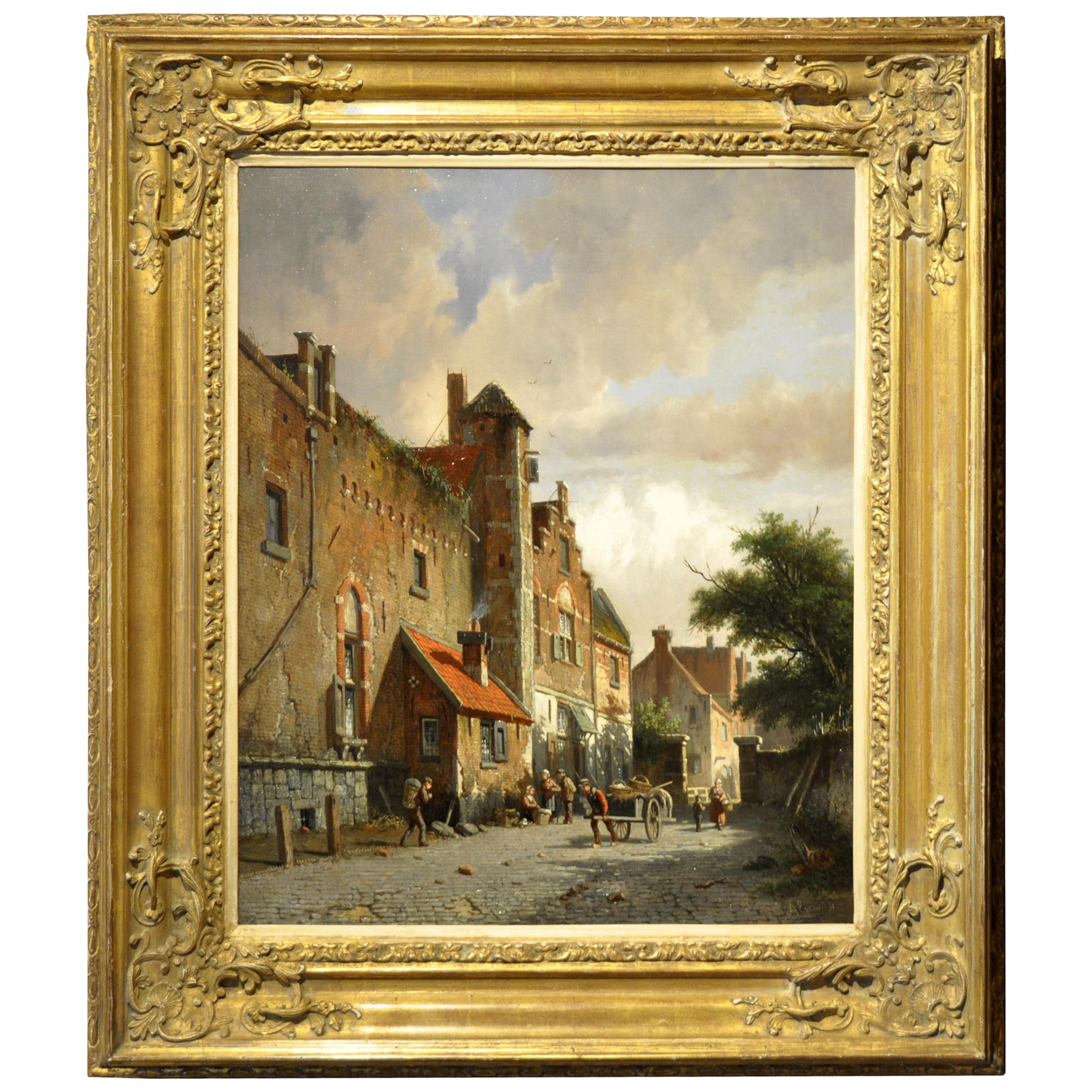 Unique 19th Century Oil Painting (57.5 x 47 cm) by Dutch Painter A. Eversen For Sale