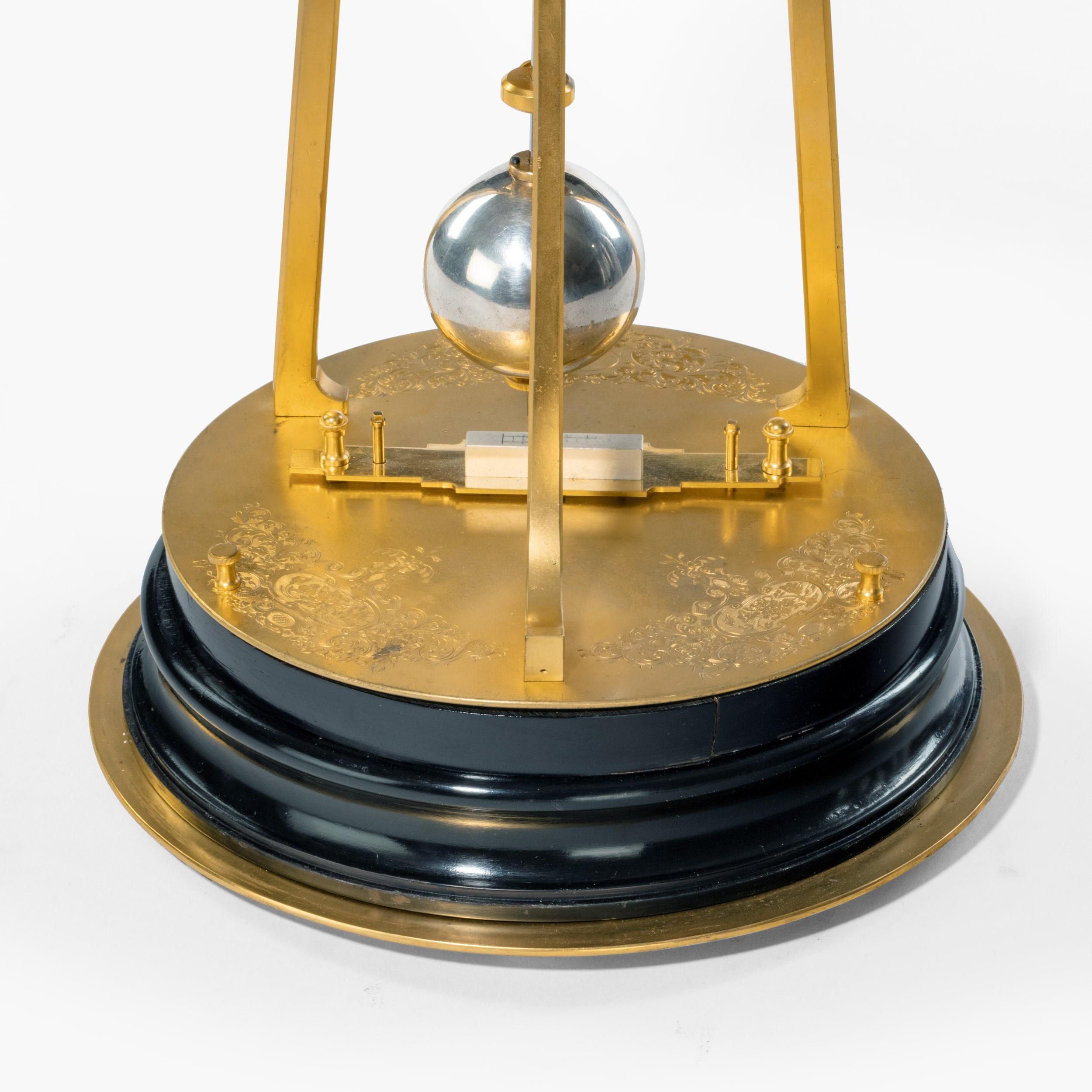 Unique 19th Century Tripod Table Clock by Thomas Cole on Ebony and Gilt Plinth In Good Condition In London, GB
