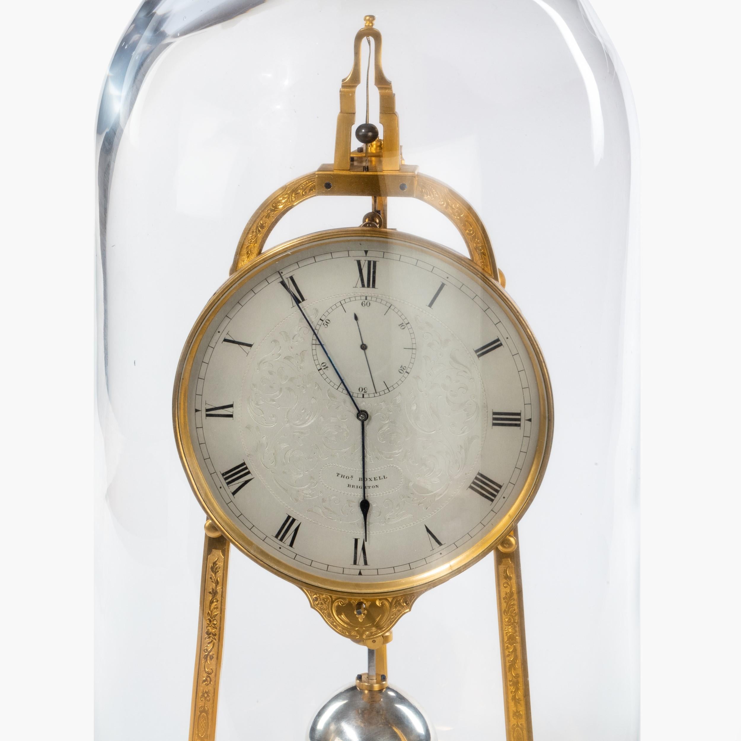 Unique 19th Century Tripod Table Clock by Thomas Cole on Ebony and Gilt Plinth 2