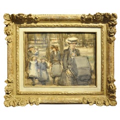 Unique 19th Century Watercolor Painting (36 x 27 cm) by Dutch Painter I. Israëls