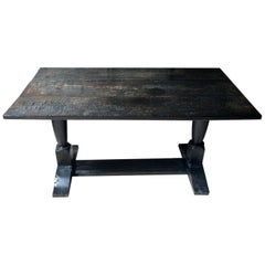 Unique 19th Century Graffitied Oak Refectory Table Unique 19th Century Graffitied Oak Refectory Table