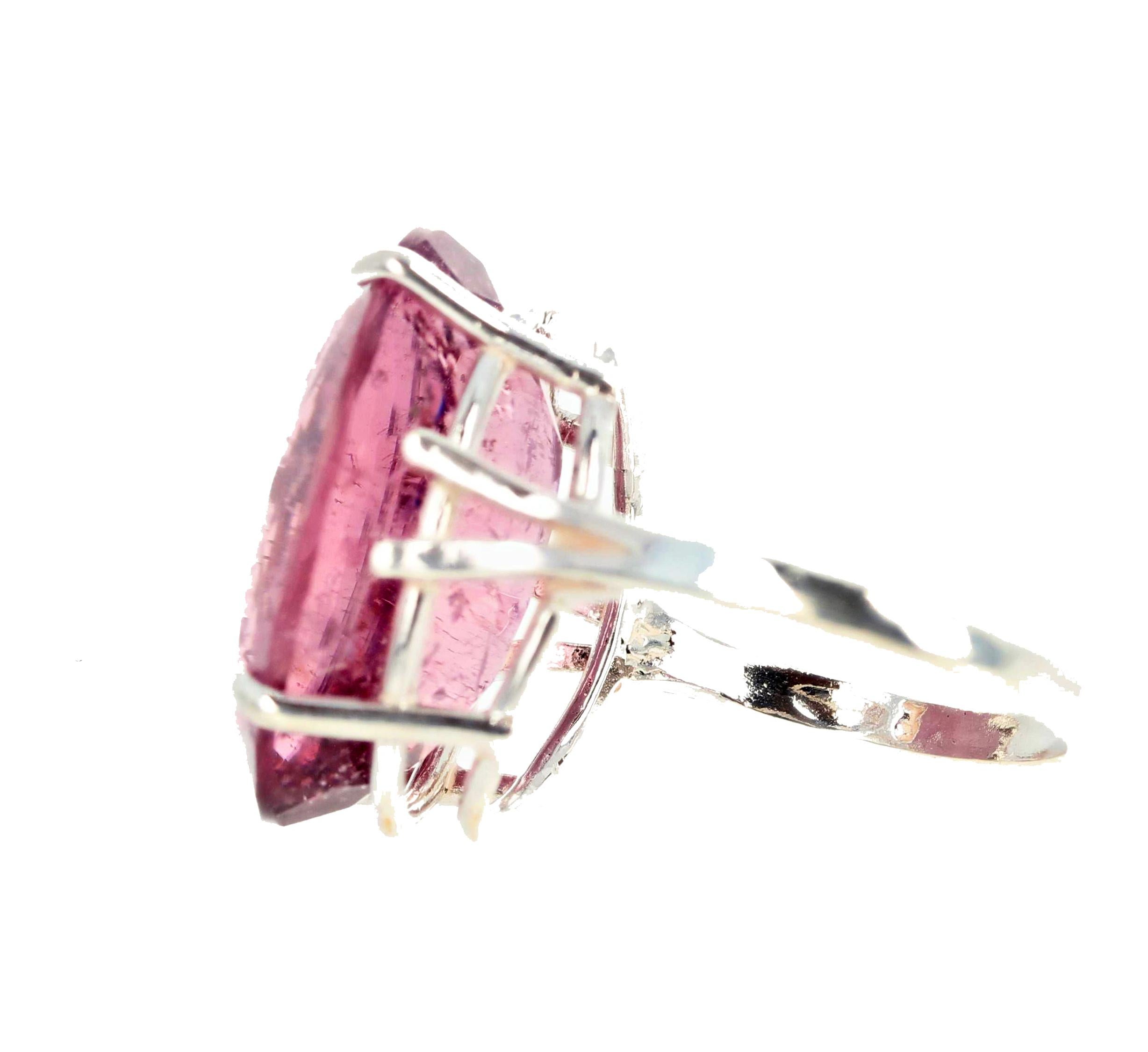 AJD Impressive HUGE Oval 20.04 Carat RARE Pinky Purple Tourmaline Cocktail Ring In New Condition For Sale In Raleigh, NC
