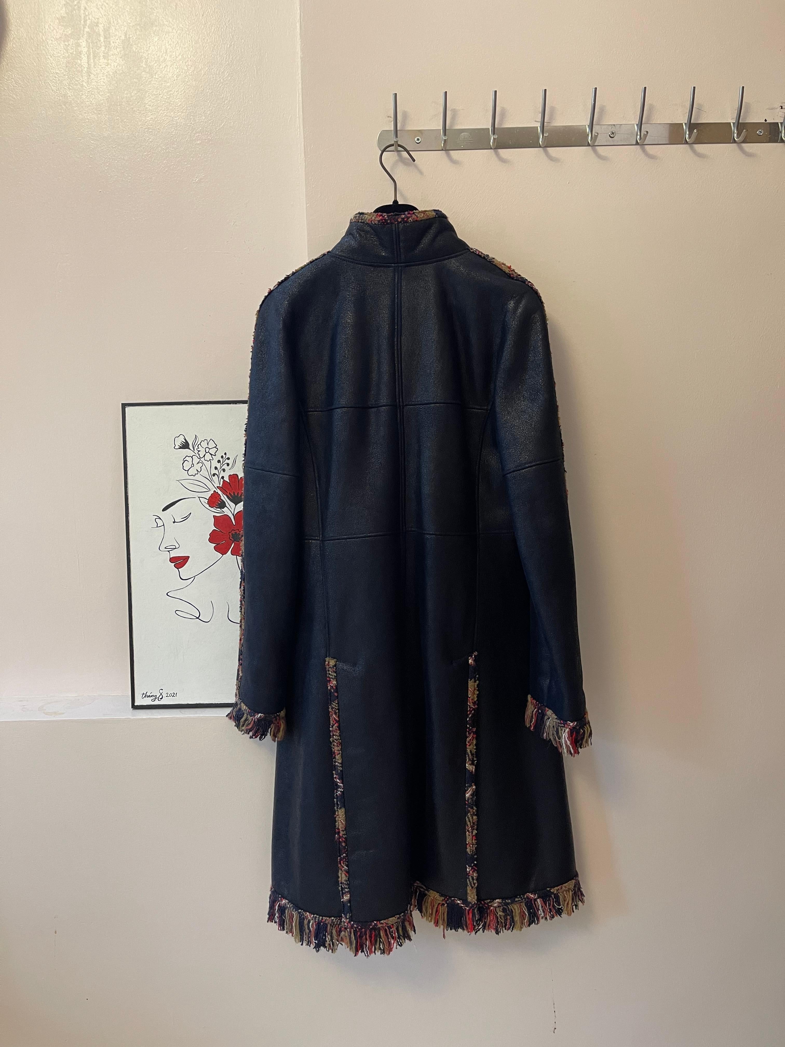 Unique 2013 CHANEL Edinburg Collection Tweed Shearling Coat For Sale 1