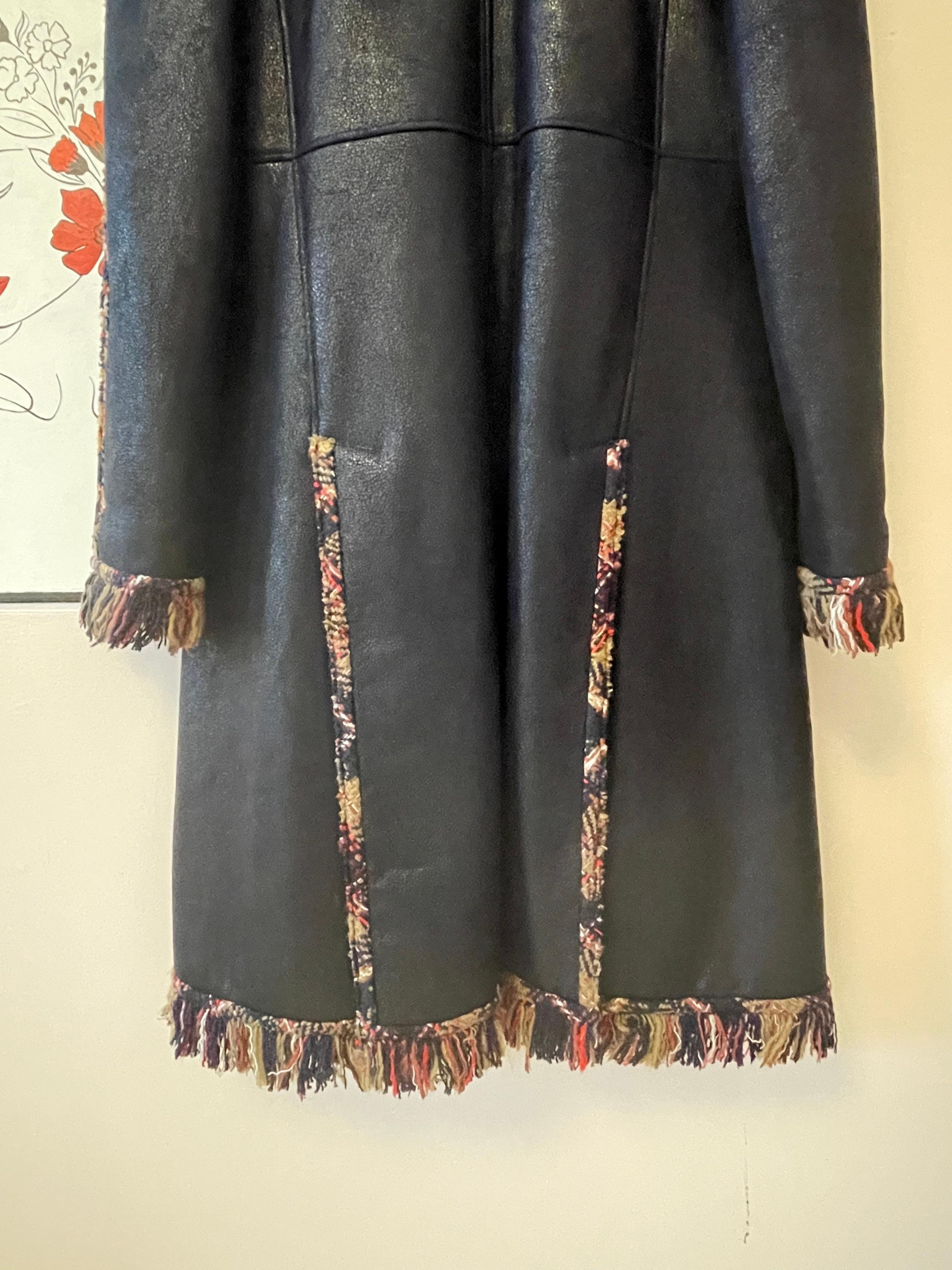 Unique 2013 CHANEL Edinburg Collection Tweed Shearling Coat For Sale 5