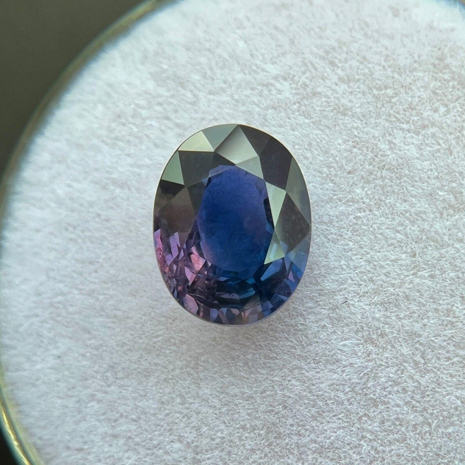 Unique 2.09Ct Sapphire Gia Certified Parti Colour Purple Blue Untreated Oval Cut In New Condition For Sale In Birmingham, GB