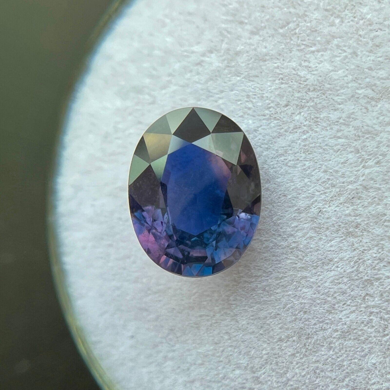 Unique 2.09Ct Sapphire Gia Certified Parti Colour Purple Blue Untreated Oval Cut For Sale 1