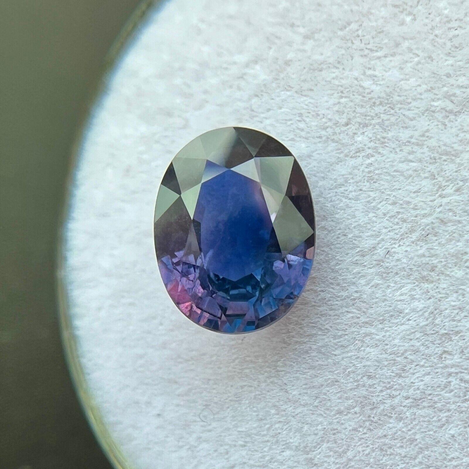 Unique 2.09Ct Sapphire Gia Certified Parti Colour Purple Blue Untreated Oval Cut For Sale 2