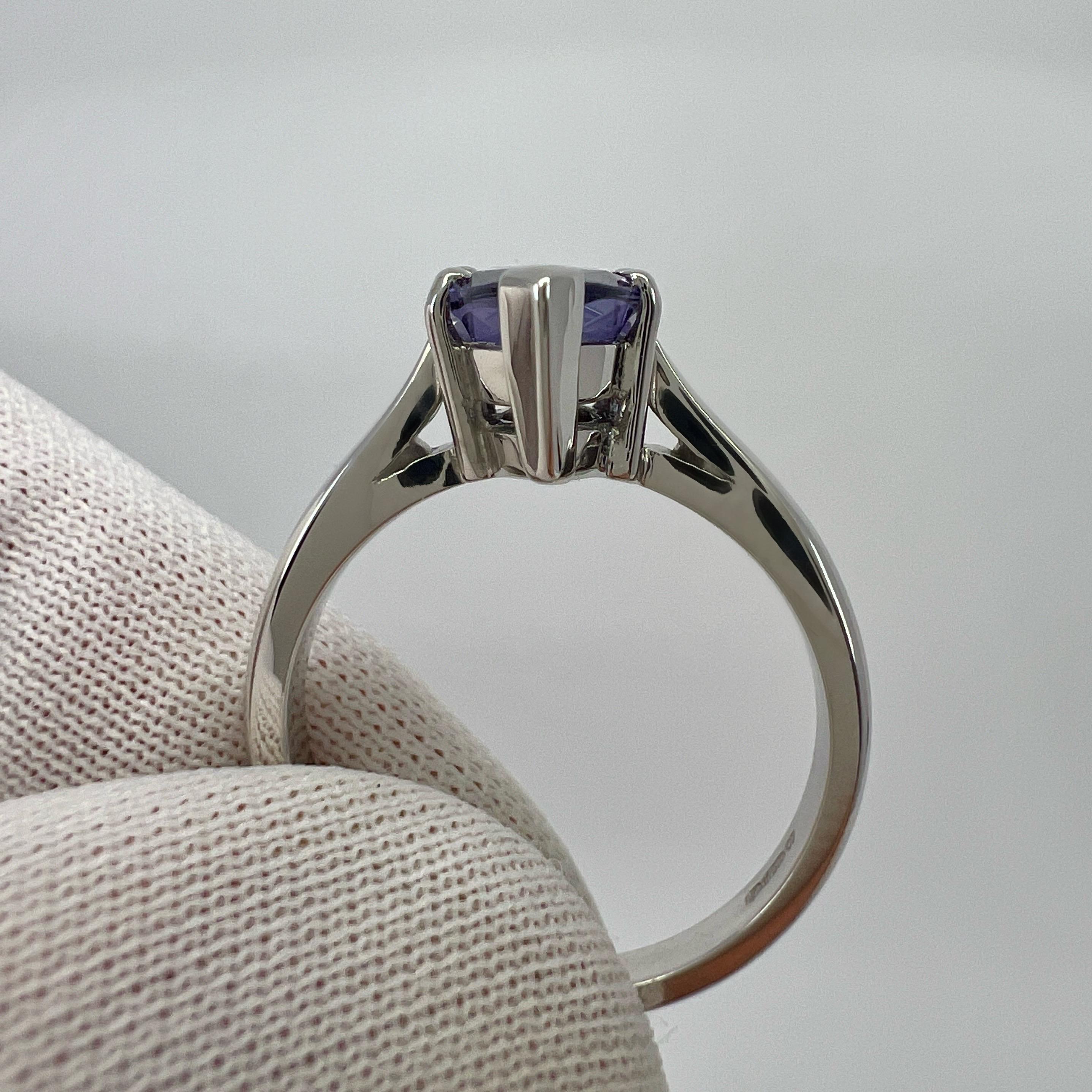 Unique 2.13ct Vivid Purple Violet Spinel Marquise 18k White Gold Solitaire Ring For Sale 2