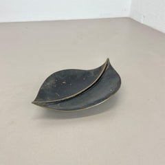 unique 21cm BRONZE handmade "LEAF" Plate Element by NOAK Leipzig, Germany 1950s