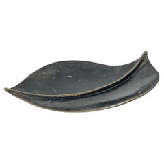 unique 21cm BRONZE handmade "LEAF" Plate Element by NOAK Leipzig, Germany 1950s