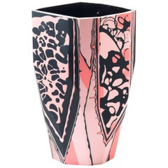 Unique 21st Century Resin Nakuru Vase in Coral and Black