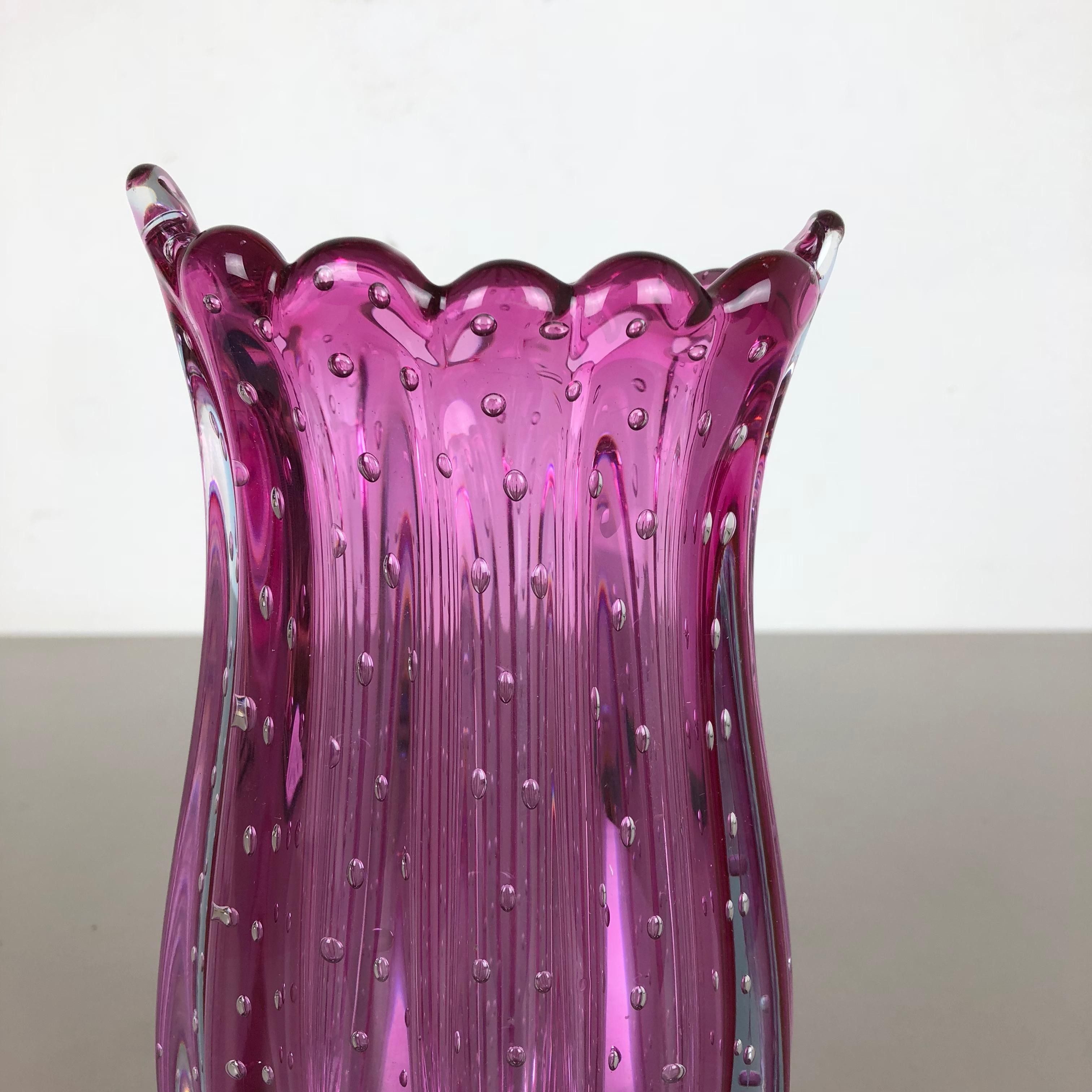 Italian Unique Bullicante Murano Glass Vase by Archimede Seguso, Italy, 1970s