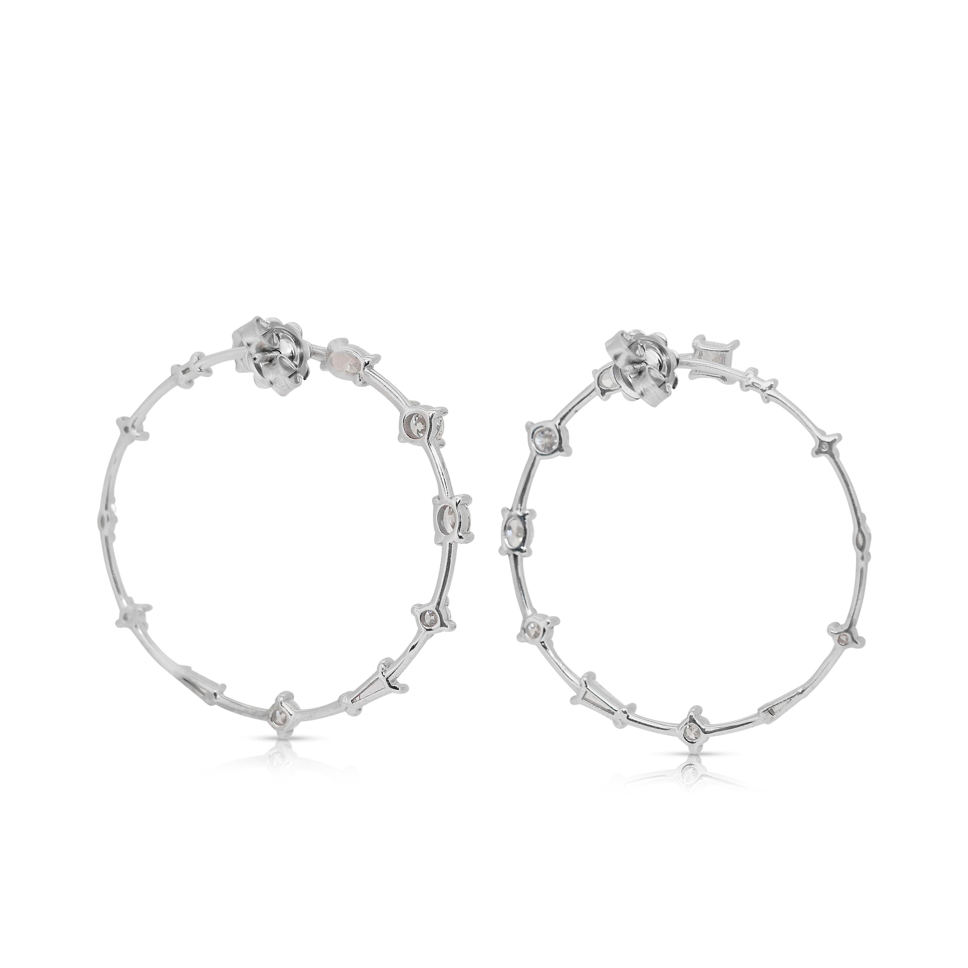Unique 2.39ct Diamonds Hoop Earrings in 18k White Gold - IGI Certified 2