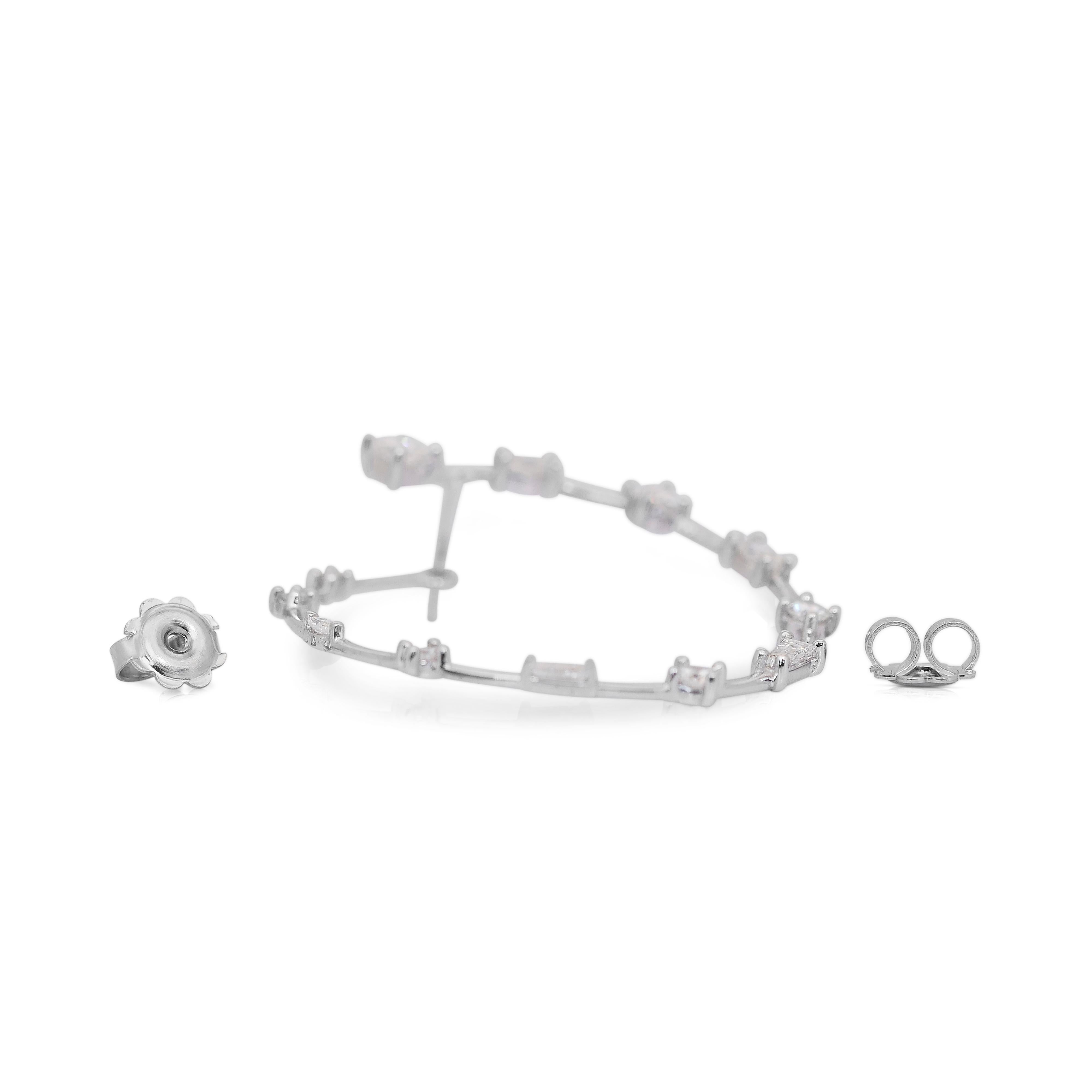 Unique 2.39ct Diamonds Hoop Earrings in 18k White Gold - IGI Certified 3