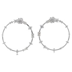 Unique 2.39ct Diamonds Hoop Earrings in 18k White Gold - IGI Certified