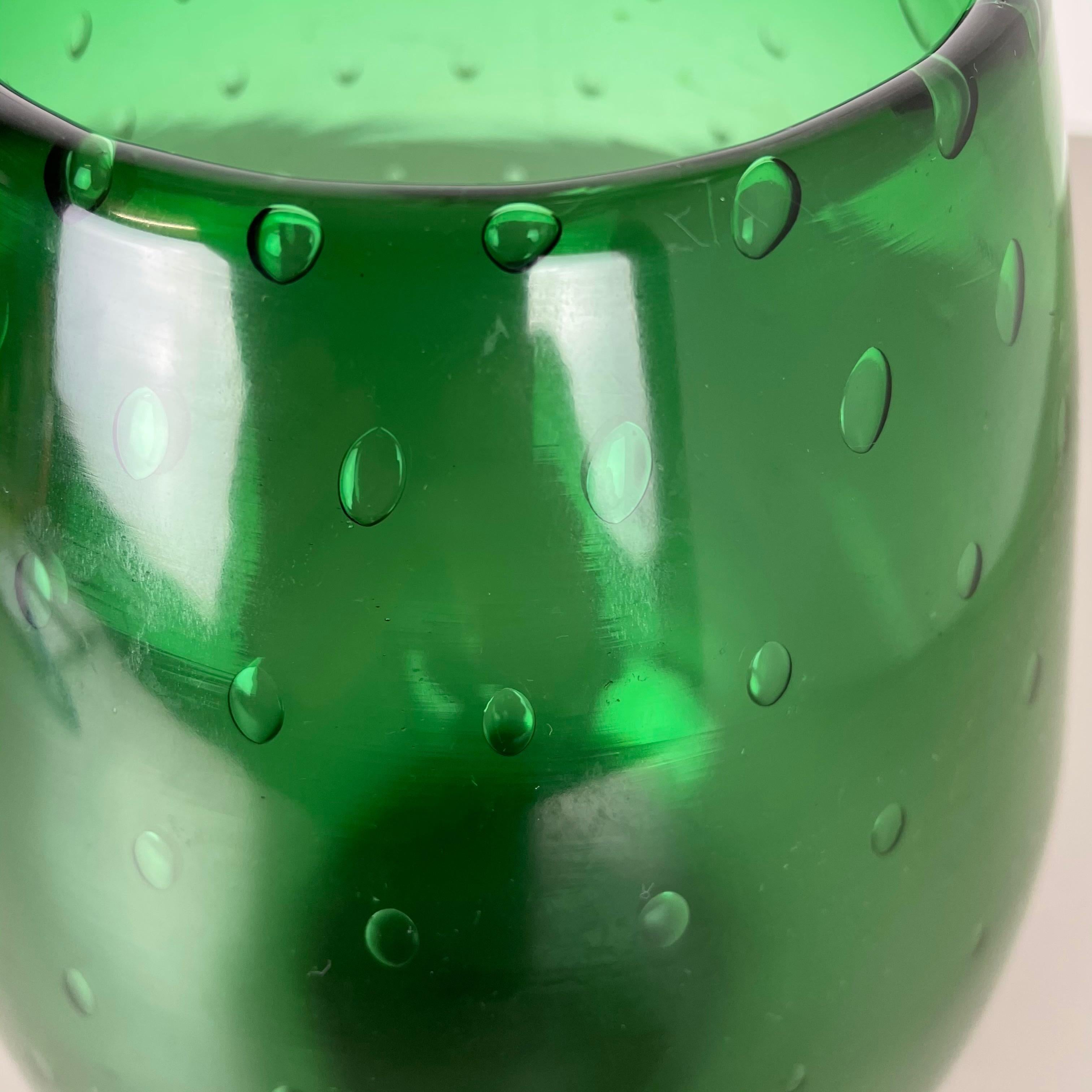 Unique Green Bubble Sommerso Bullicante Murano Glass Vase, Italy, 1970s 1