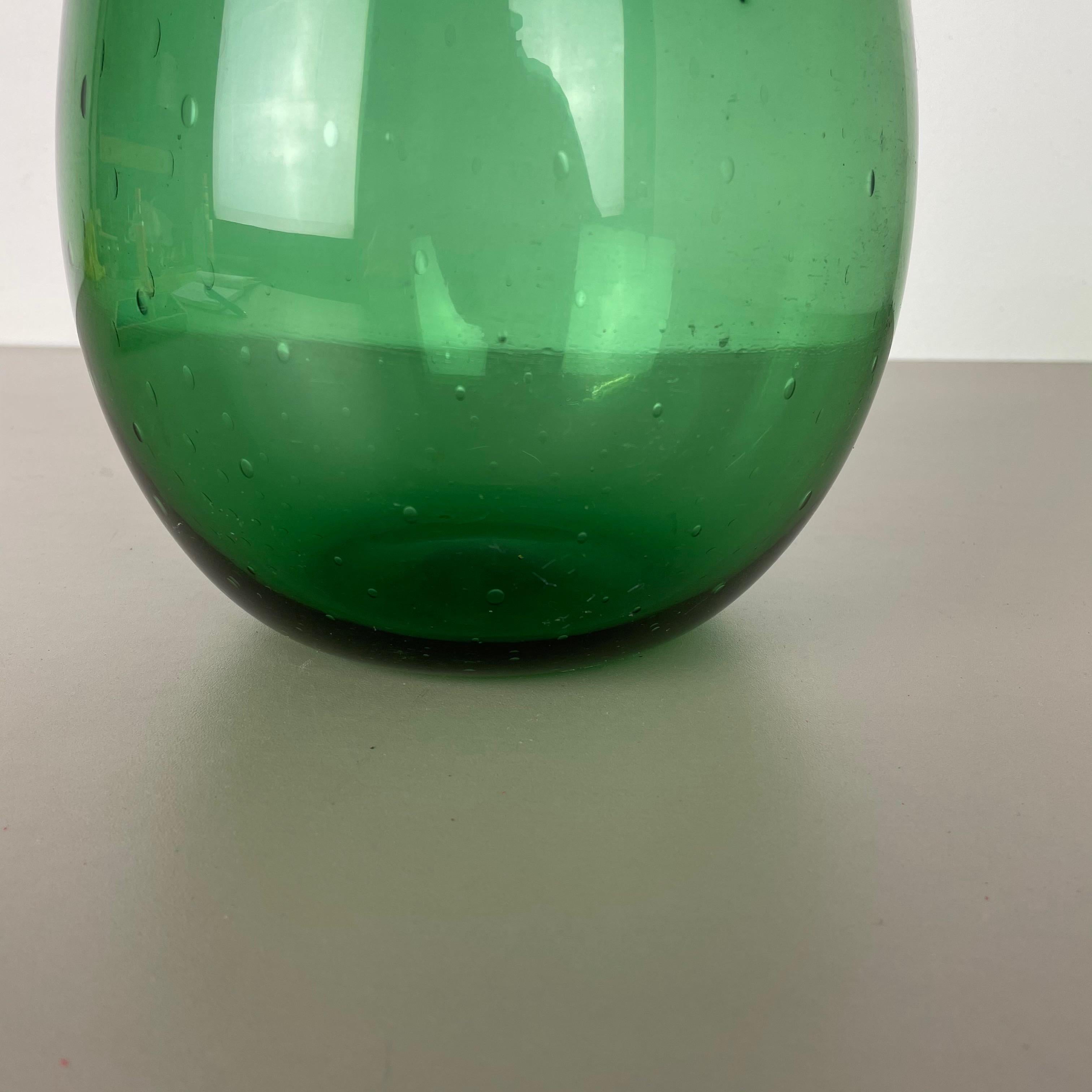 Unique Green Bubble Sommerso Bullicante Murano Glass Vase, Italy, 1970s 3