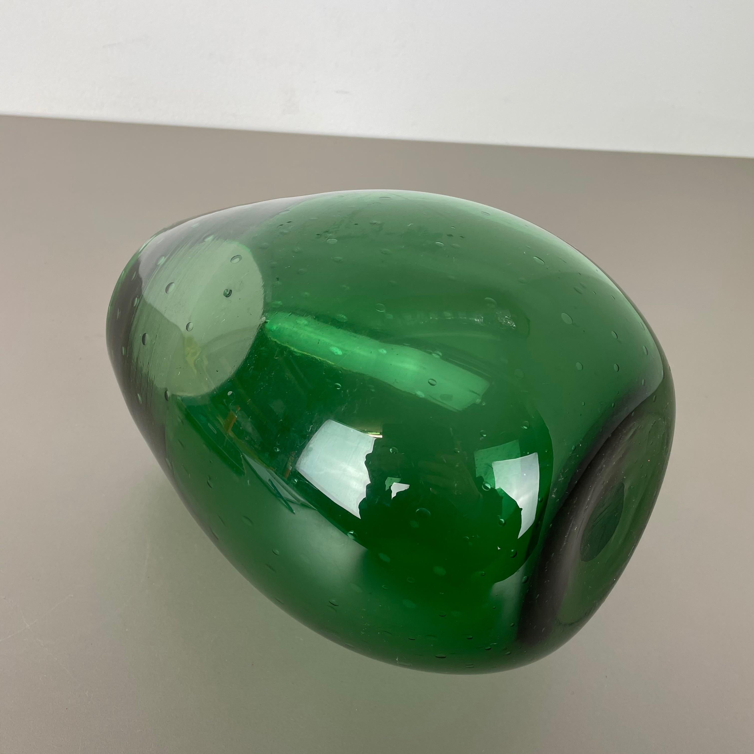 Unique Green Bubble Sommerso Bullicante Murano Glass Vase, Italy, 1970s 4