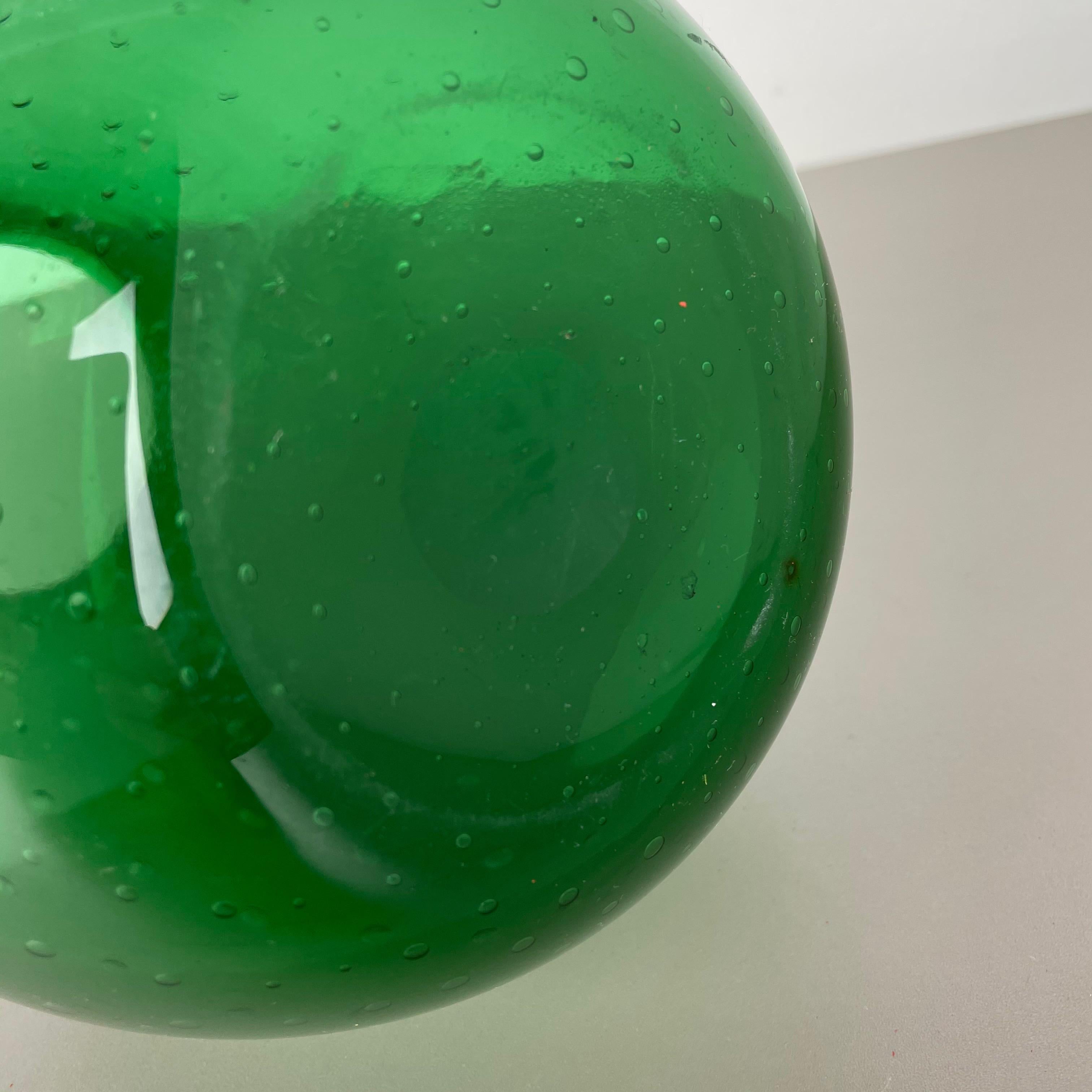 Unique Green Bubble Sommerso Bullicante Murano Glass Vase, Italy, 1970s 5