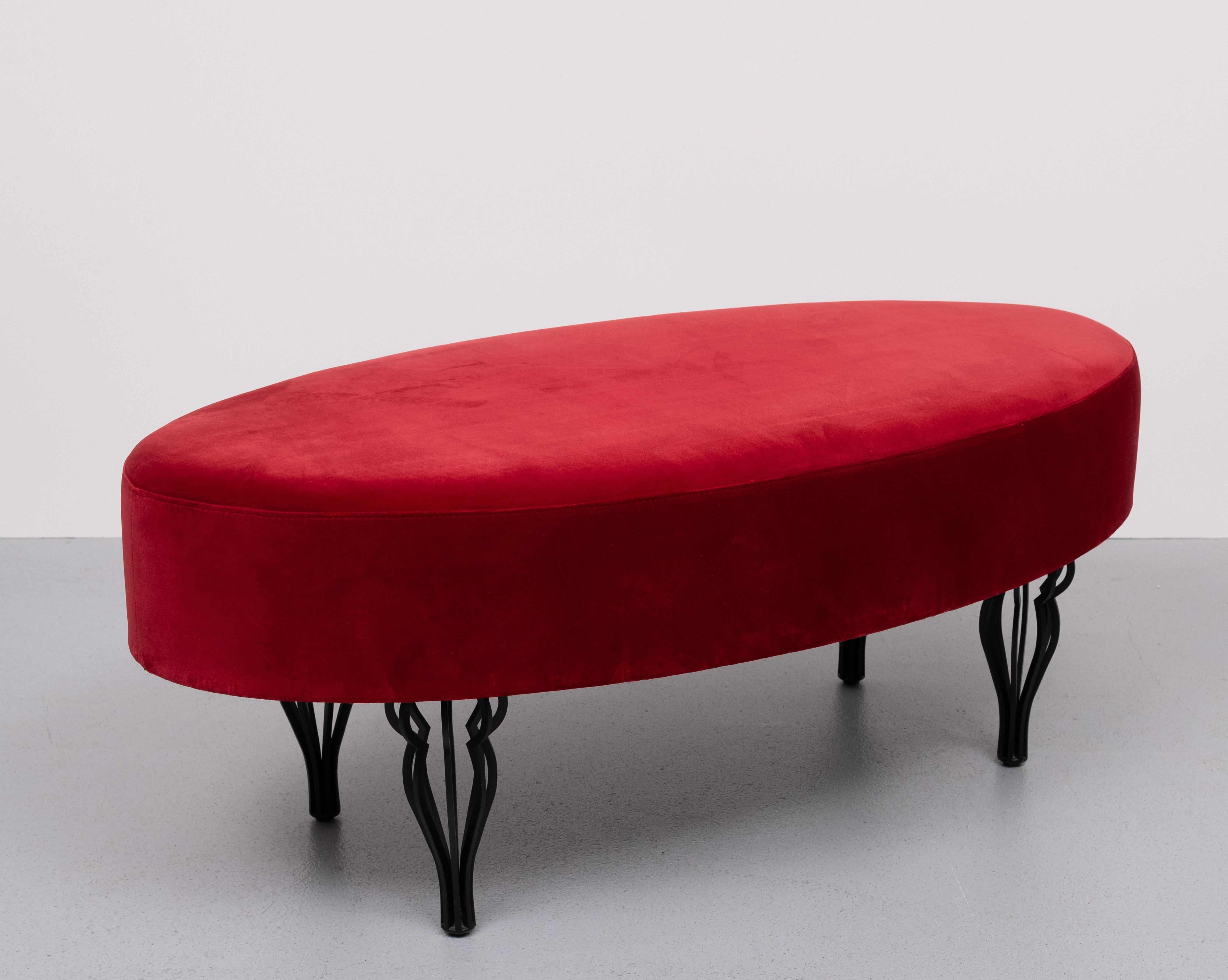 Contemporary Unique 3 piece Bedroom set by Gelderland in Red Velvet . For Sale