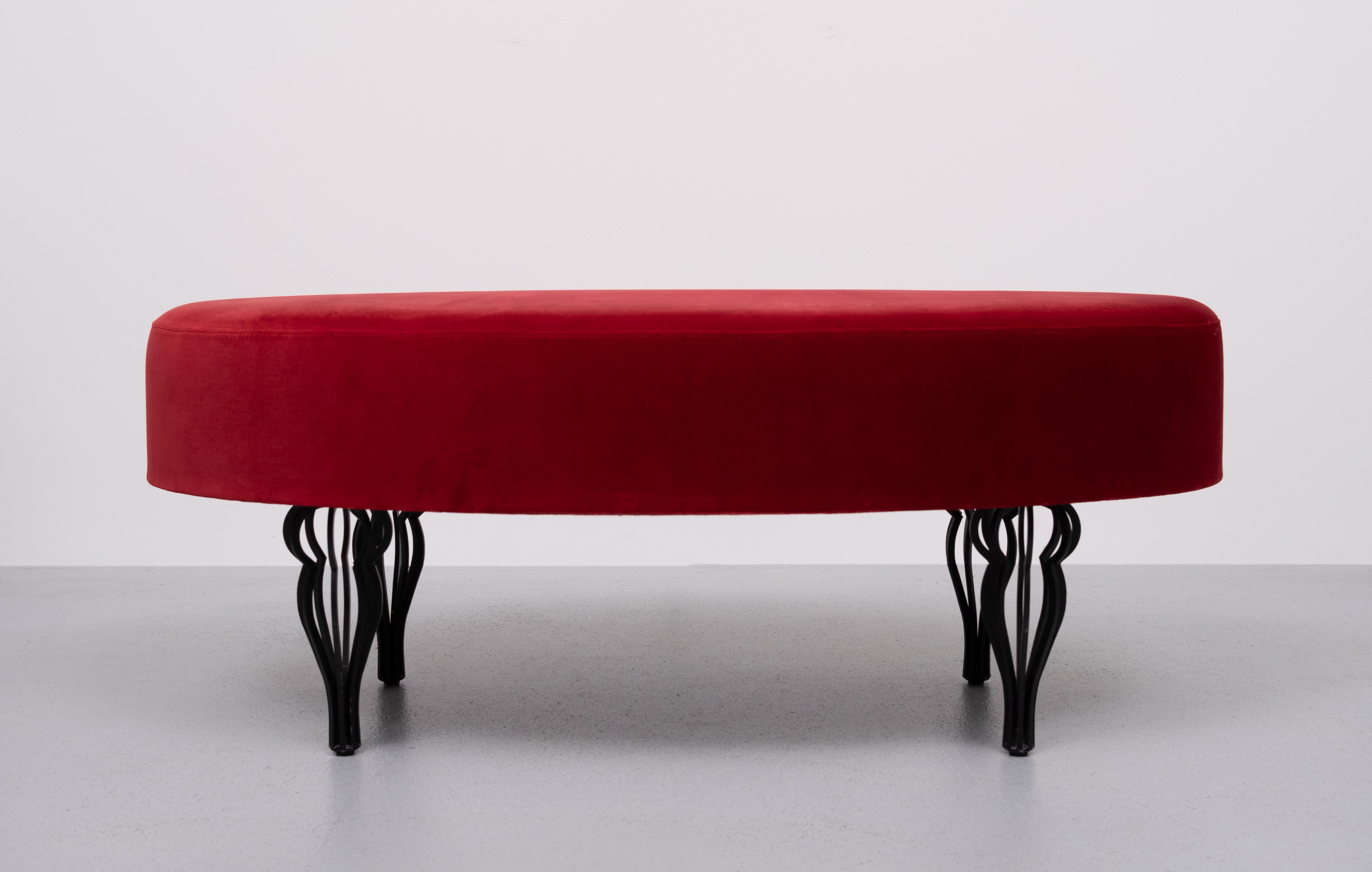 Unique 3 piece Bedroom set by Gelderland in Red Velvet . For Sale 3